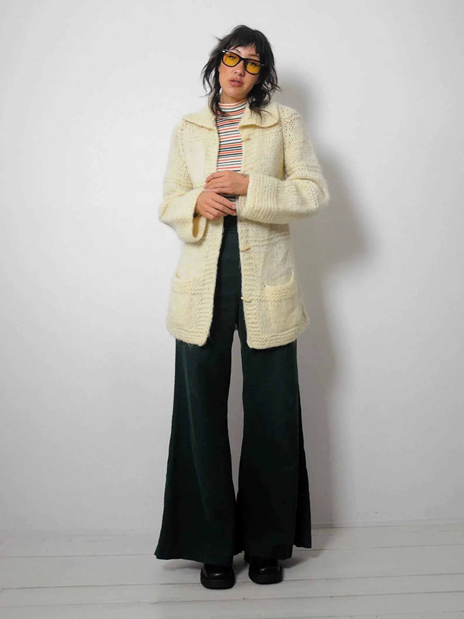 1970's Wool Ivory Fisherman's Cardigan