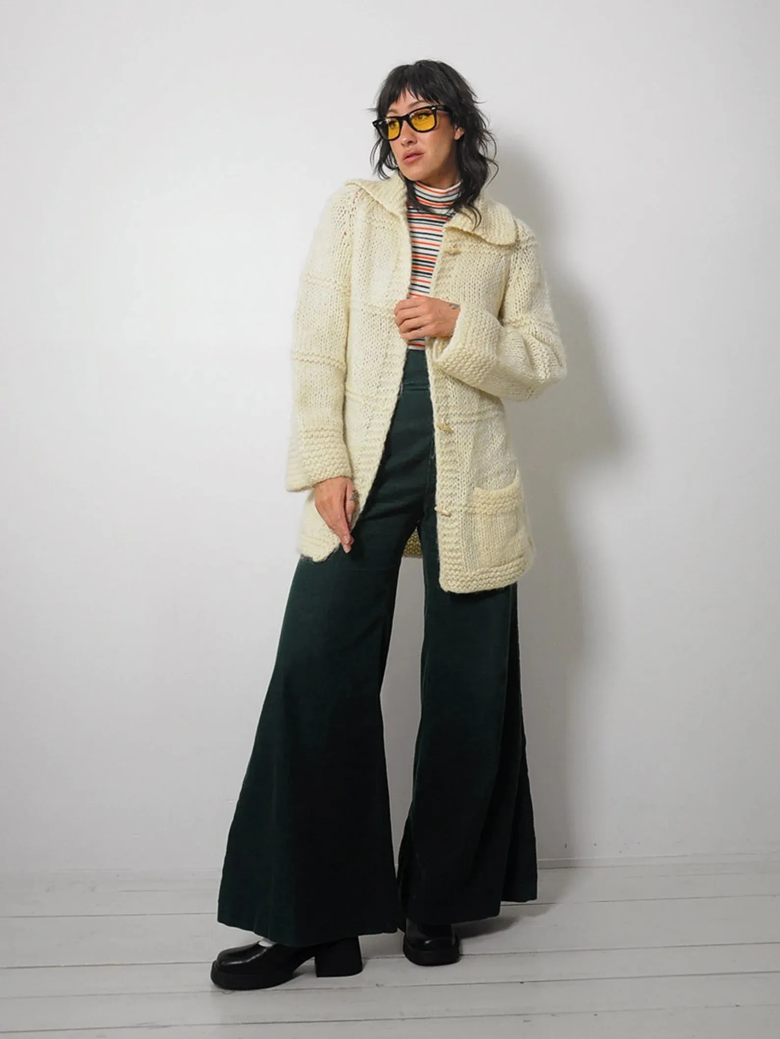 1970's Wool Ivory Fisherman's Cardigan