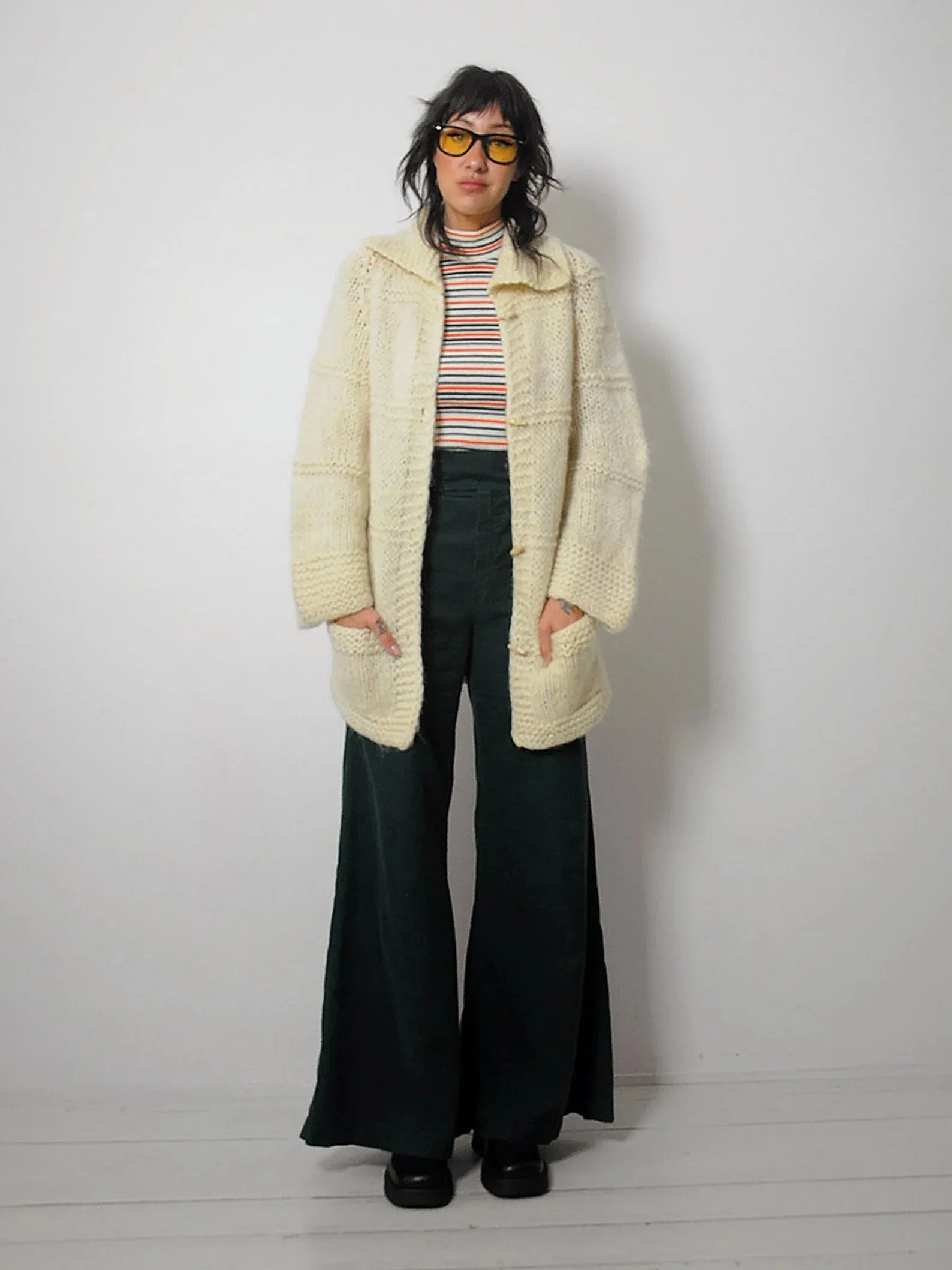 1970's Wool Ivory Fisherman's Cardigan