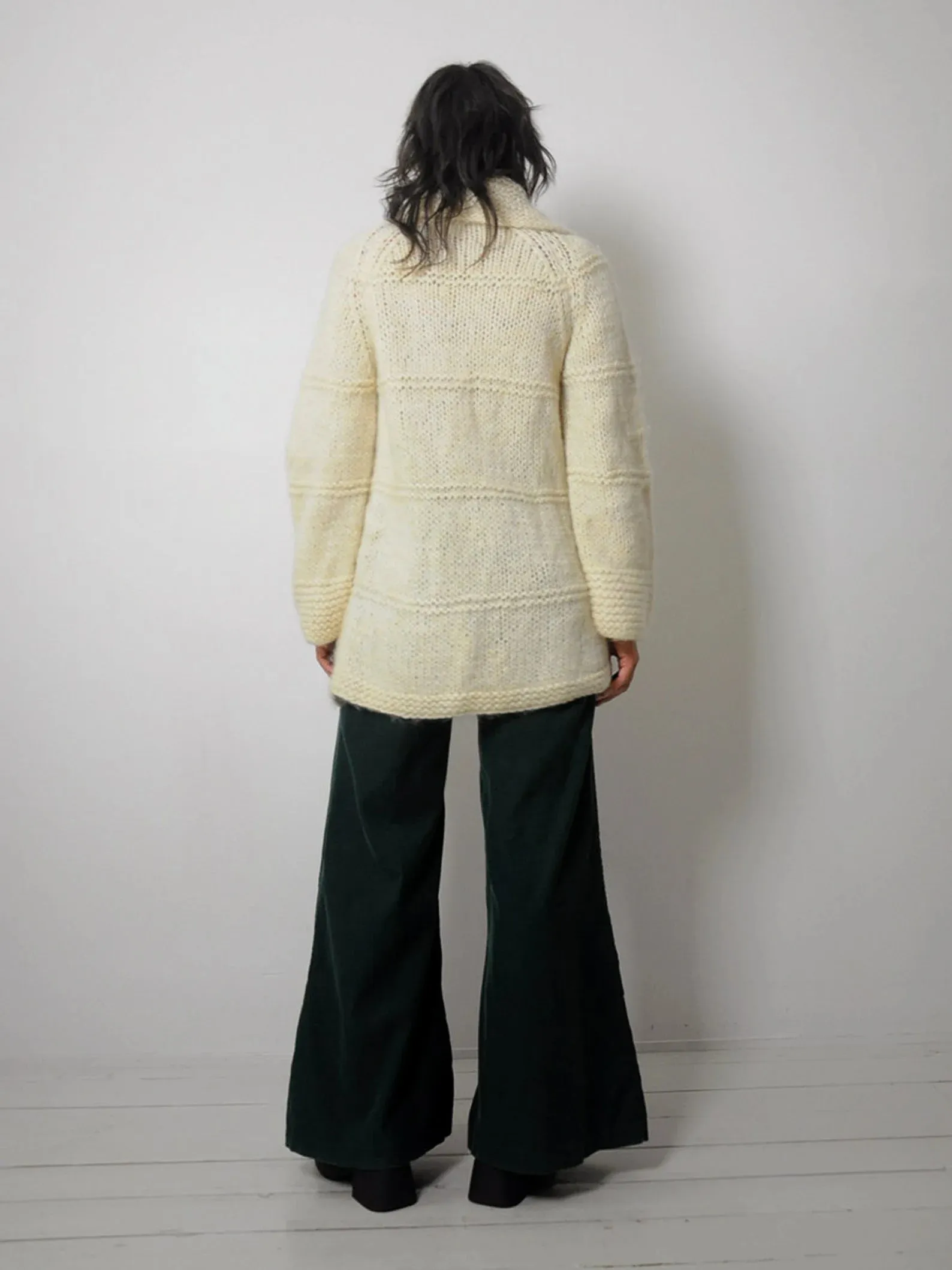1970's Wool Ivory Fisherman's Cardigan