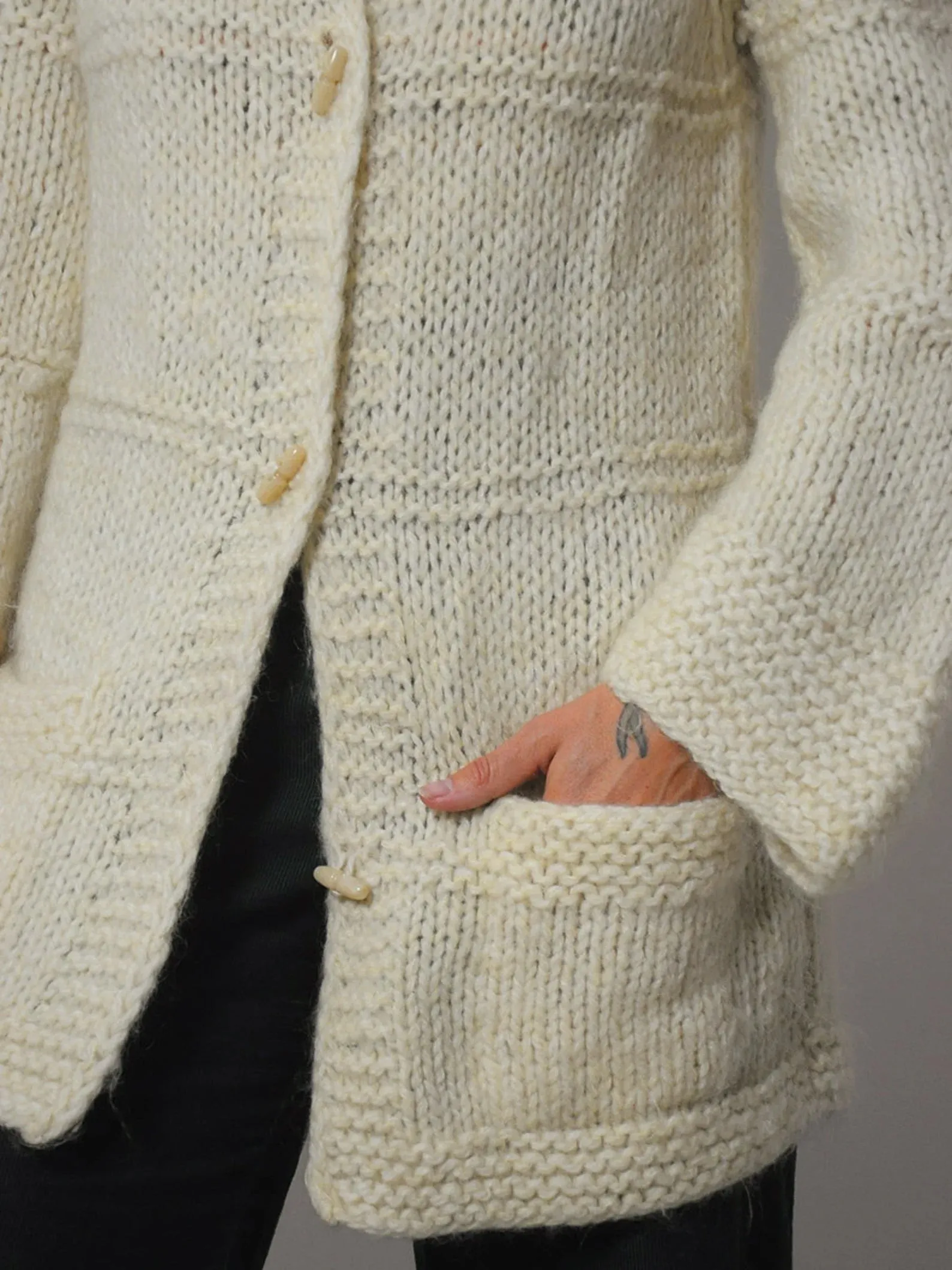 1970's Wool Ivory Fisherman's Cardigan