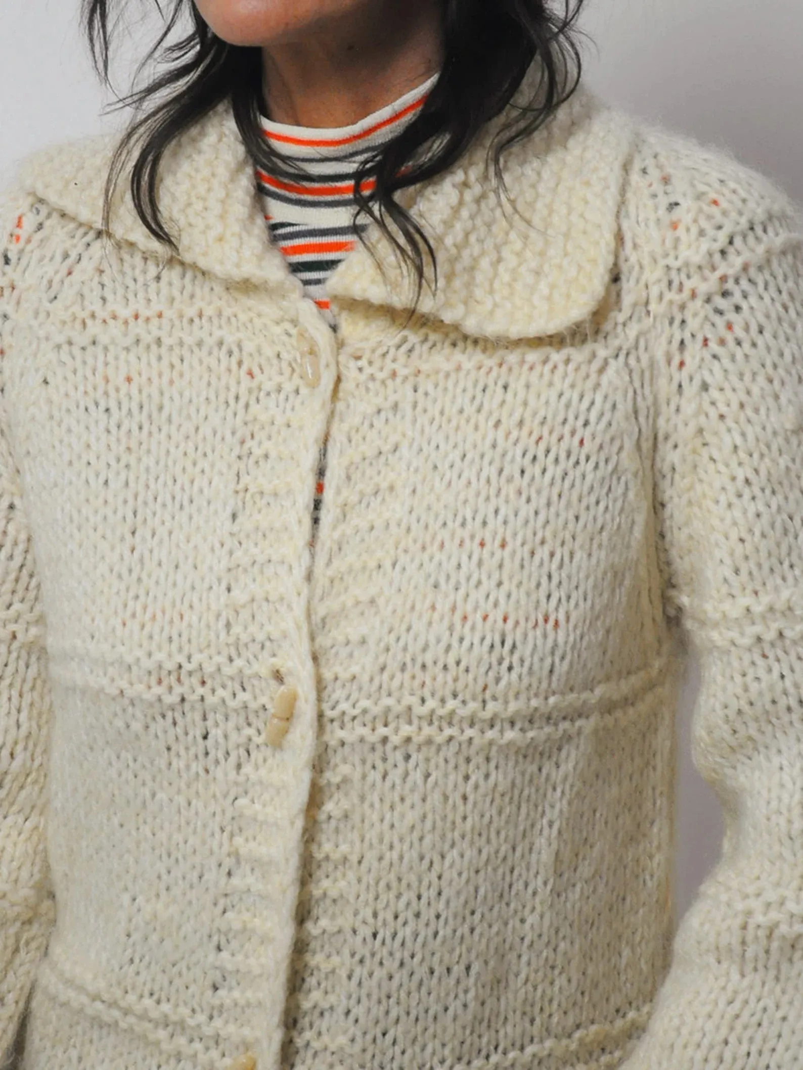 1970's Wool Ivory Fisherman's Cardigan