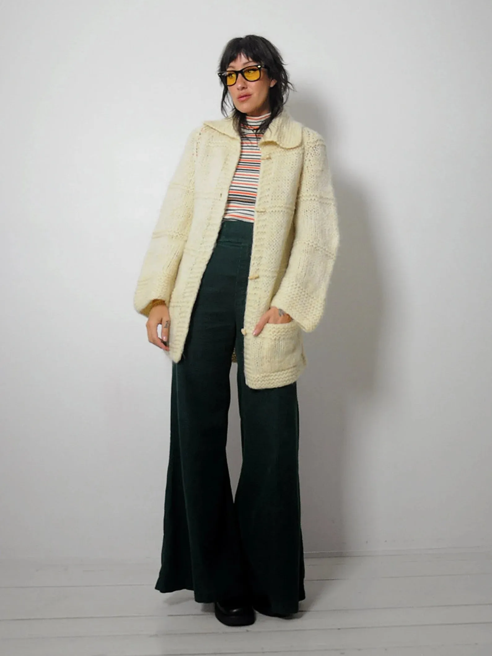 1970's Wool Ivory Fisherman's Cardigan