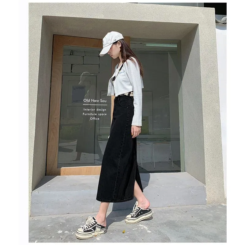 A-Line Solid Split Hem Skirt