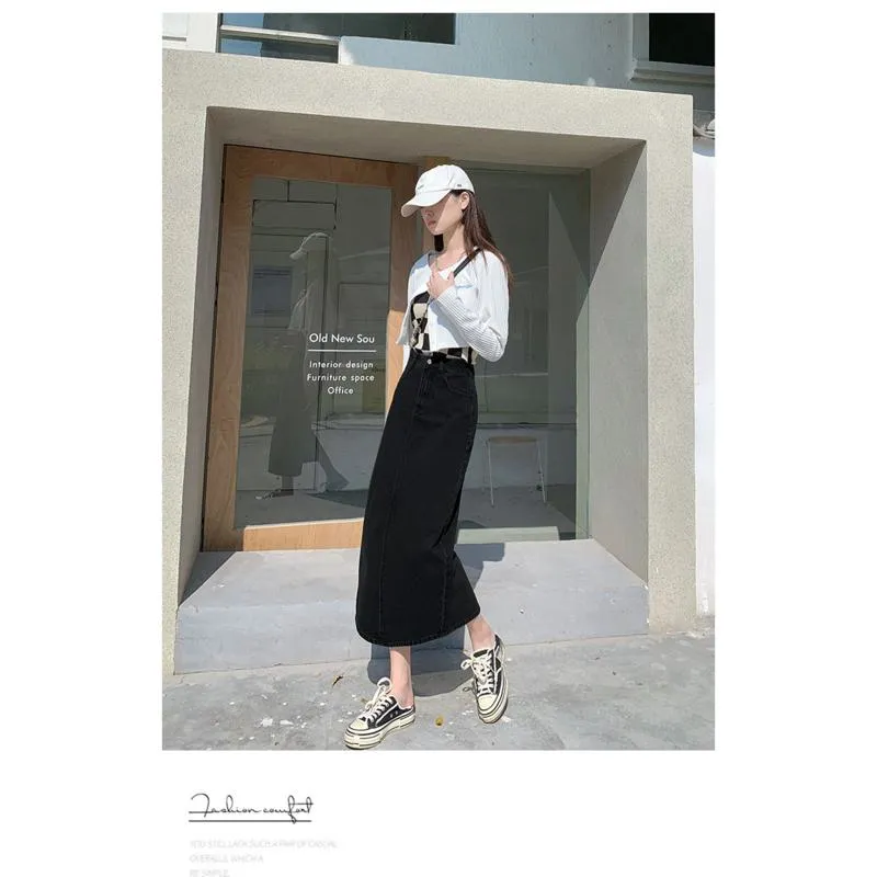 A-Line Solid Split Hem Skirt