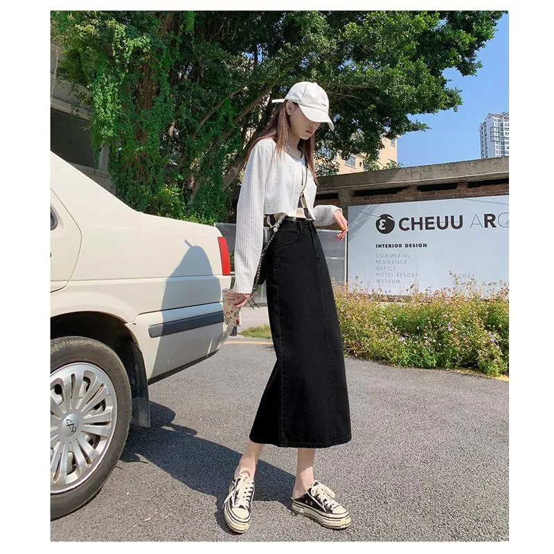A-Line Solid Split Hem Skirt
