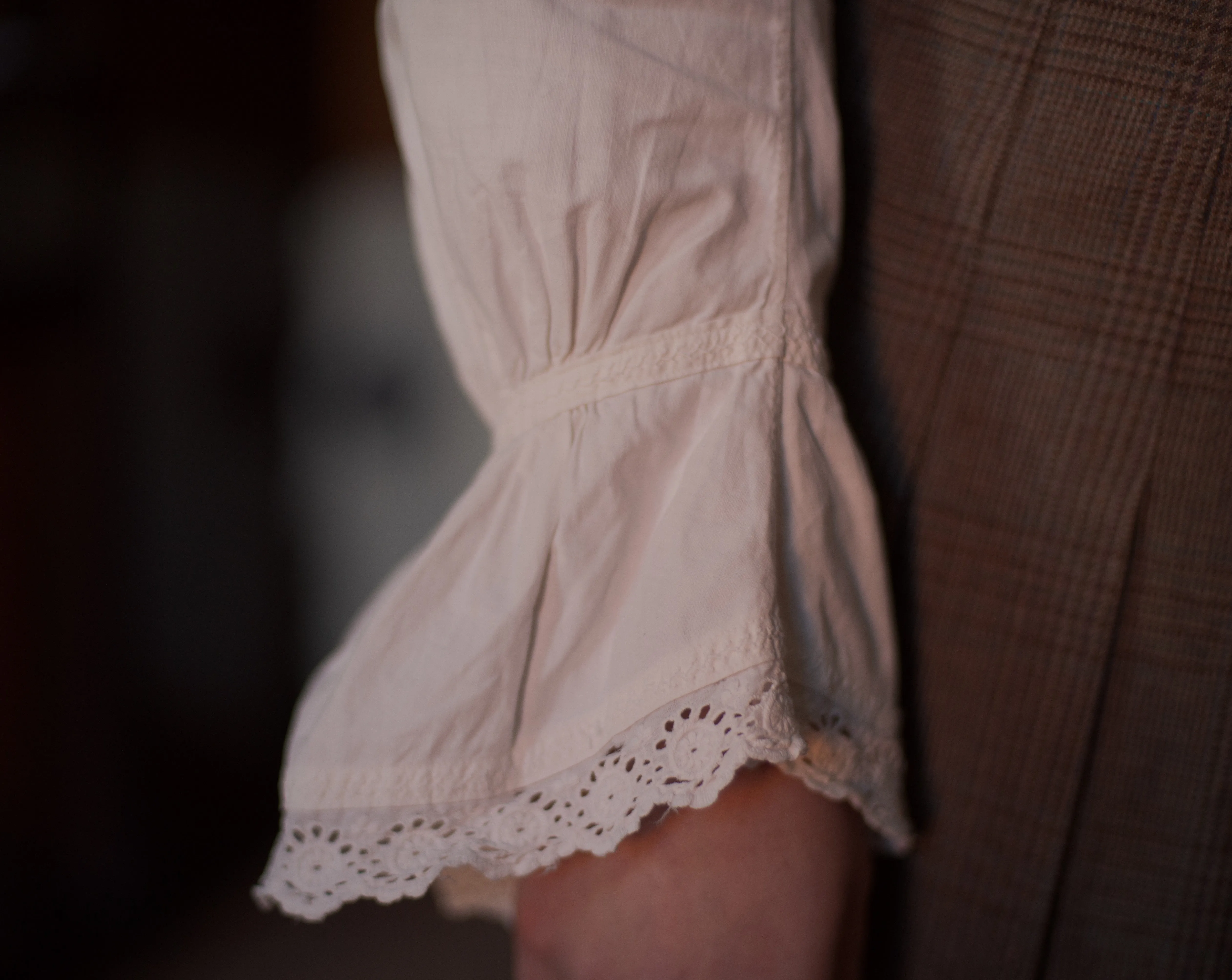 Antique cotton embroidered and cut work blouse