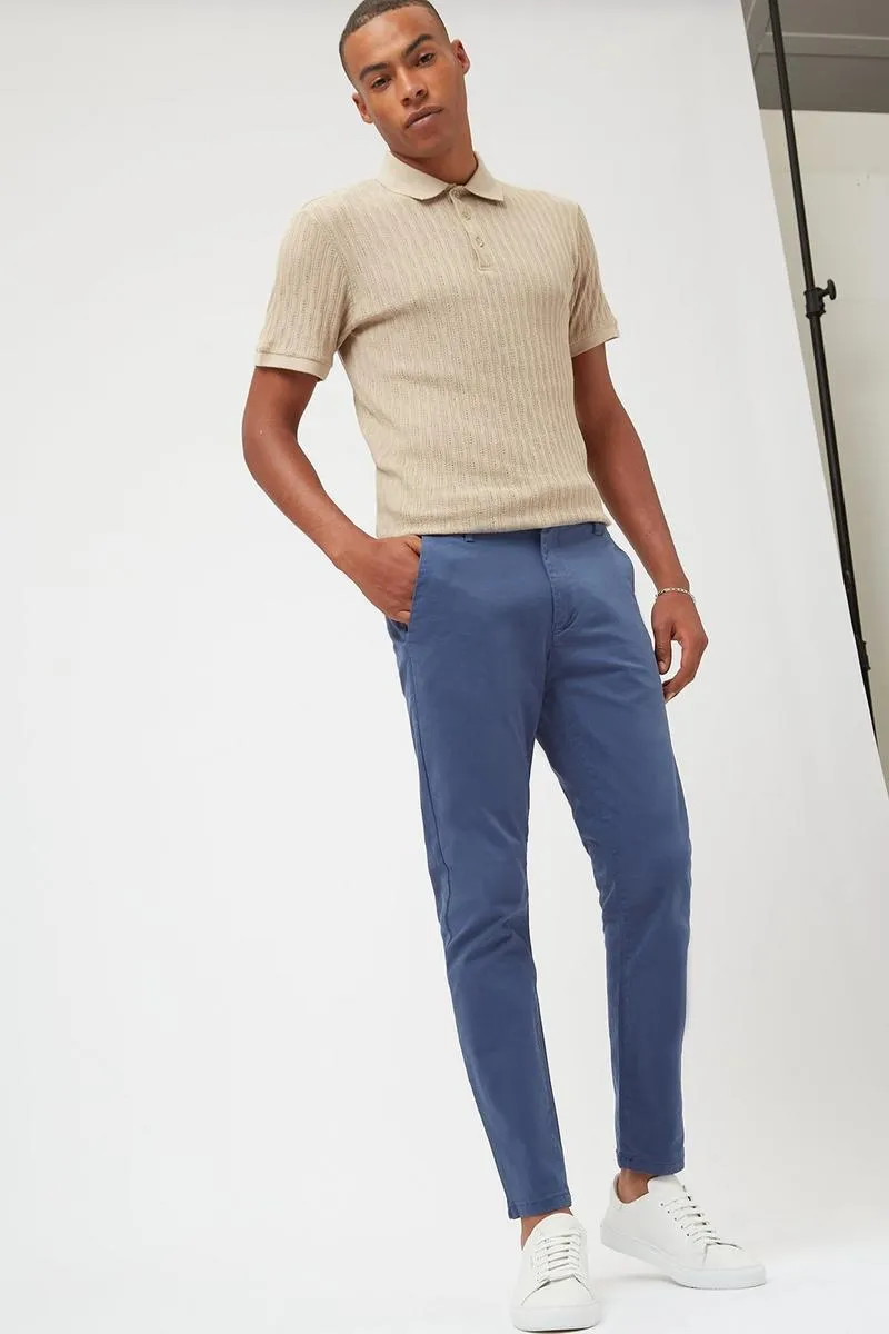 Burton Skinny Blue Organic Chino Mens Trousers