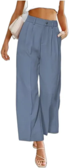 Business Golf Pants for Women, Casual High Waist Wide Leg Straight Fit Dress Pants, Summer Spring Button-up Work Trousers