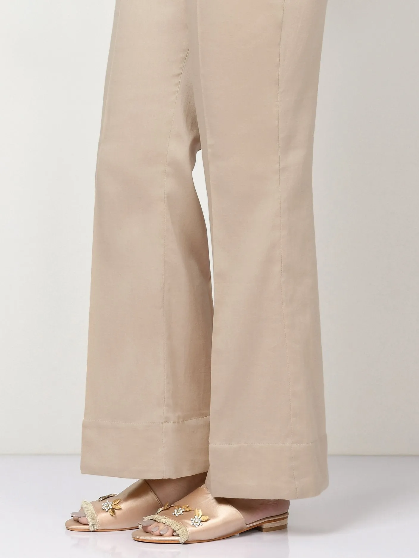 Cambric Bootcut Pants - Light Khaki