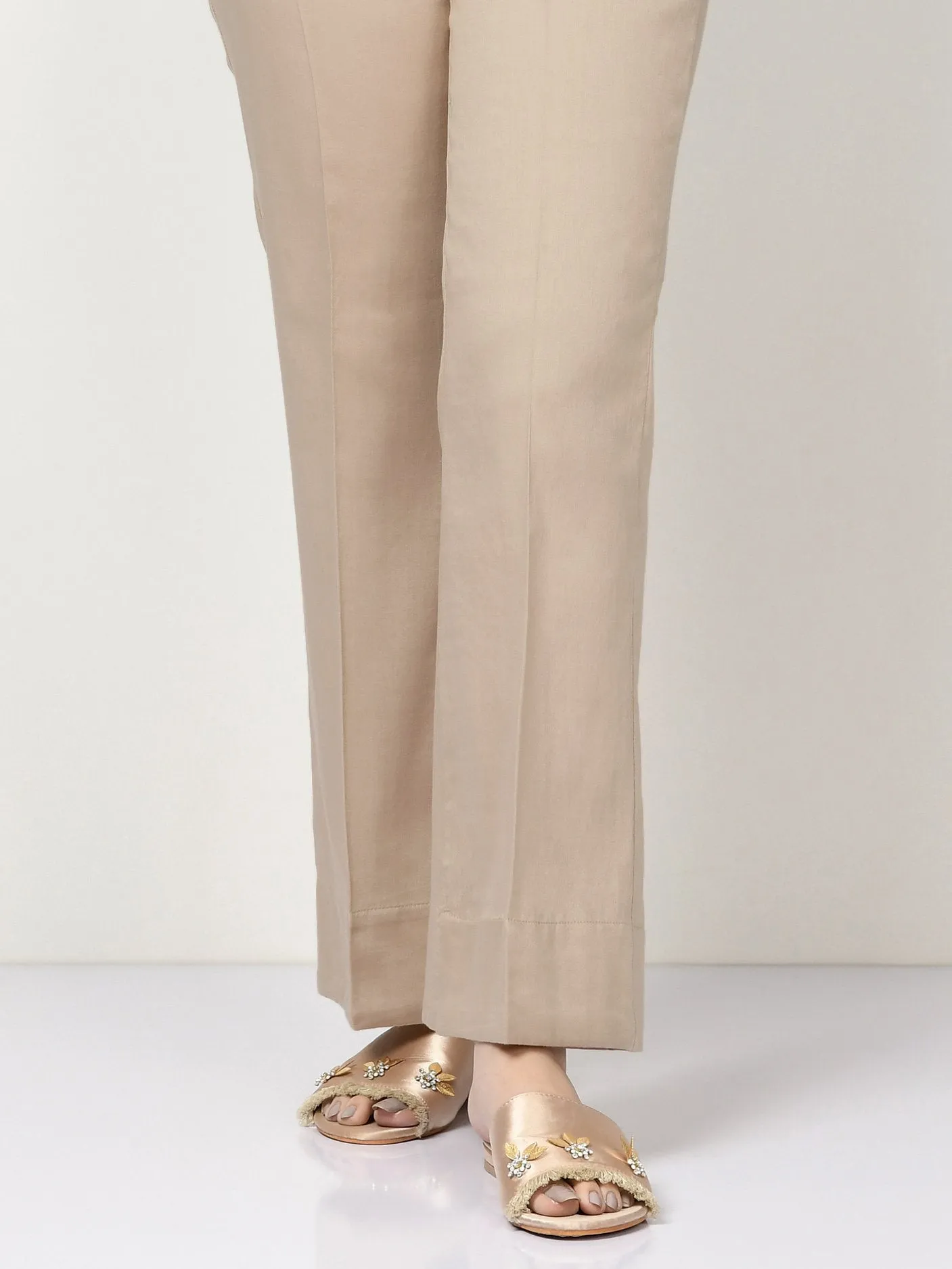 Cambric Bootcut Pants - Light Khaki