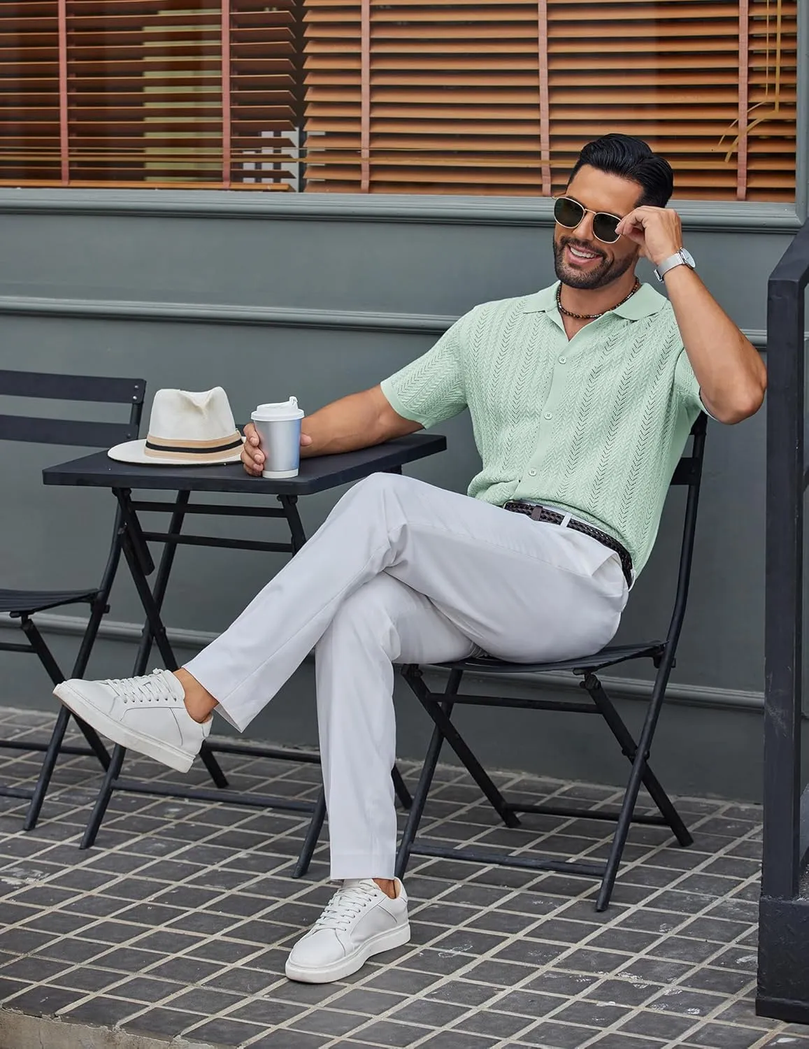 COOFANDY Mens Knit Shirt 2025 Short Sleeve Casual Button Down Shirt Summer Beach Vacation Shirts