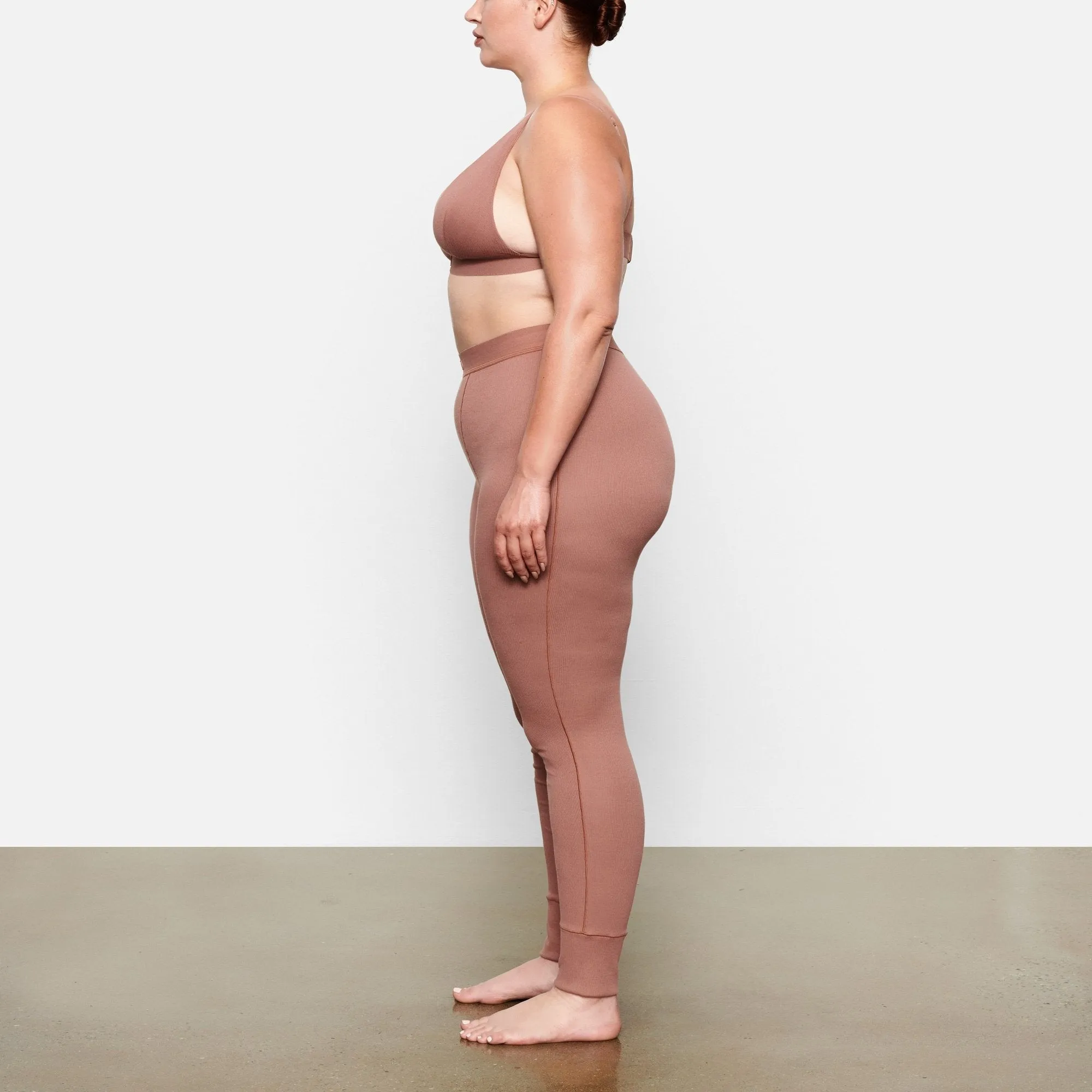 COTTON RIB LEGGING | ROSE CLAY