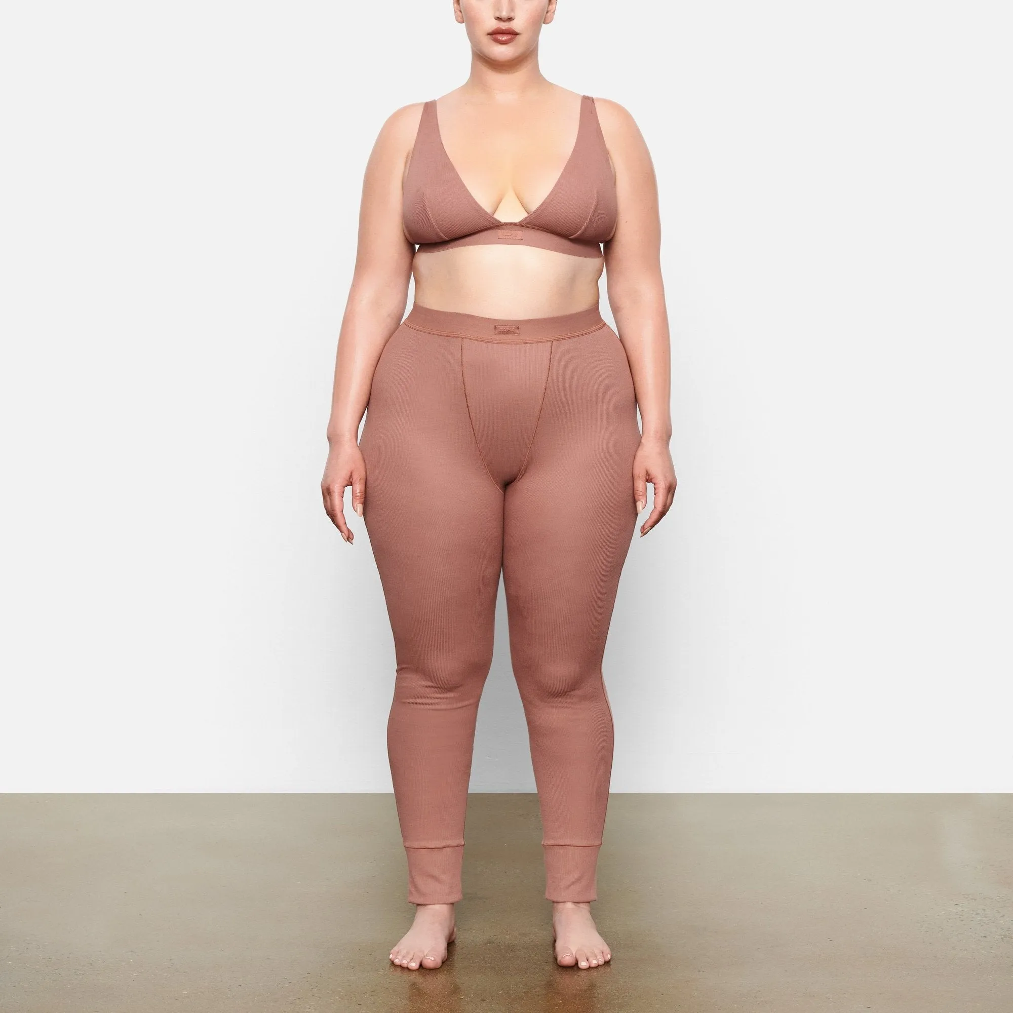 COTTON RIB LEGGING | ROSE CLAY