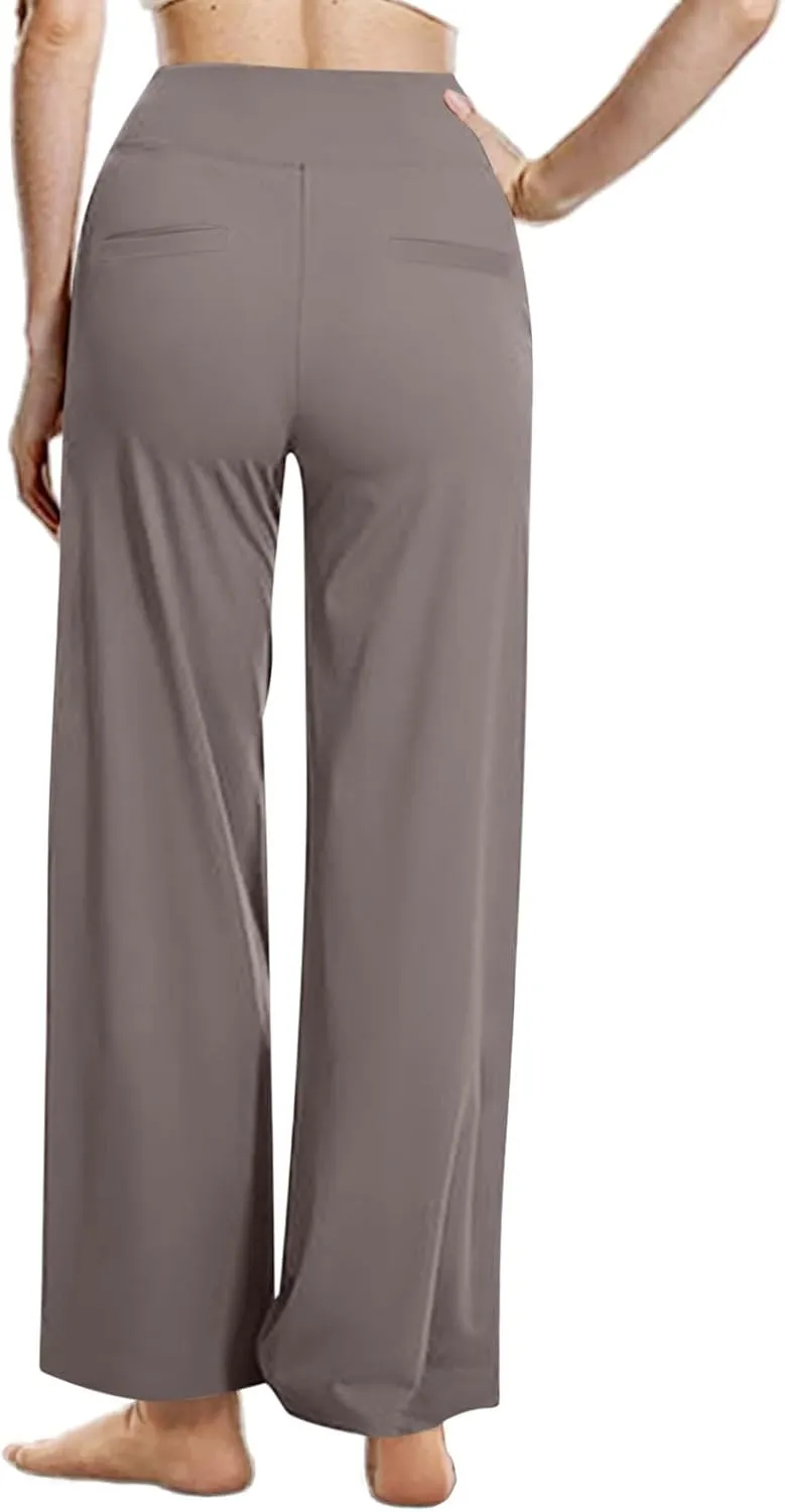Dress Pants Women Work Business Pants Tummy Control Office Straight Wide Leg Trousers High Waisted Ladies Slacks