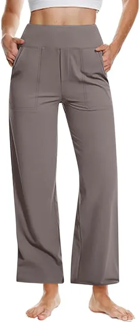Dress Pants Women Work Business Pants Tummy Control Office Straight Wide Leg Trousers High Waisted Ladies Slacks