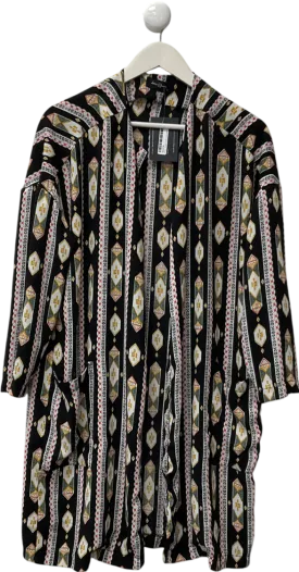 ebonie n ivory Black Patterned Long Sleeve Blouse UK L