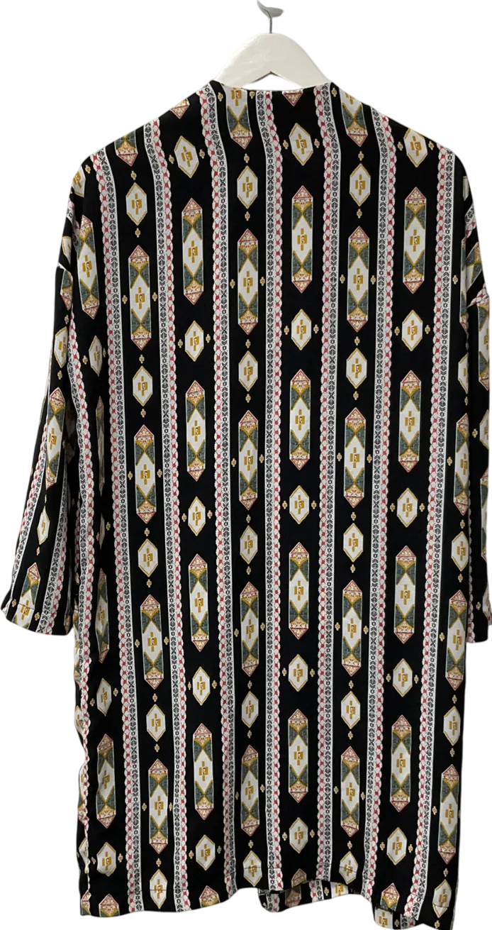 ebonie n ivory Black Patterned Long Sleeve Blouse UK L