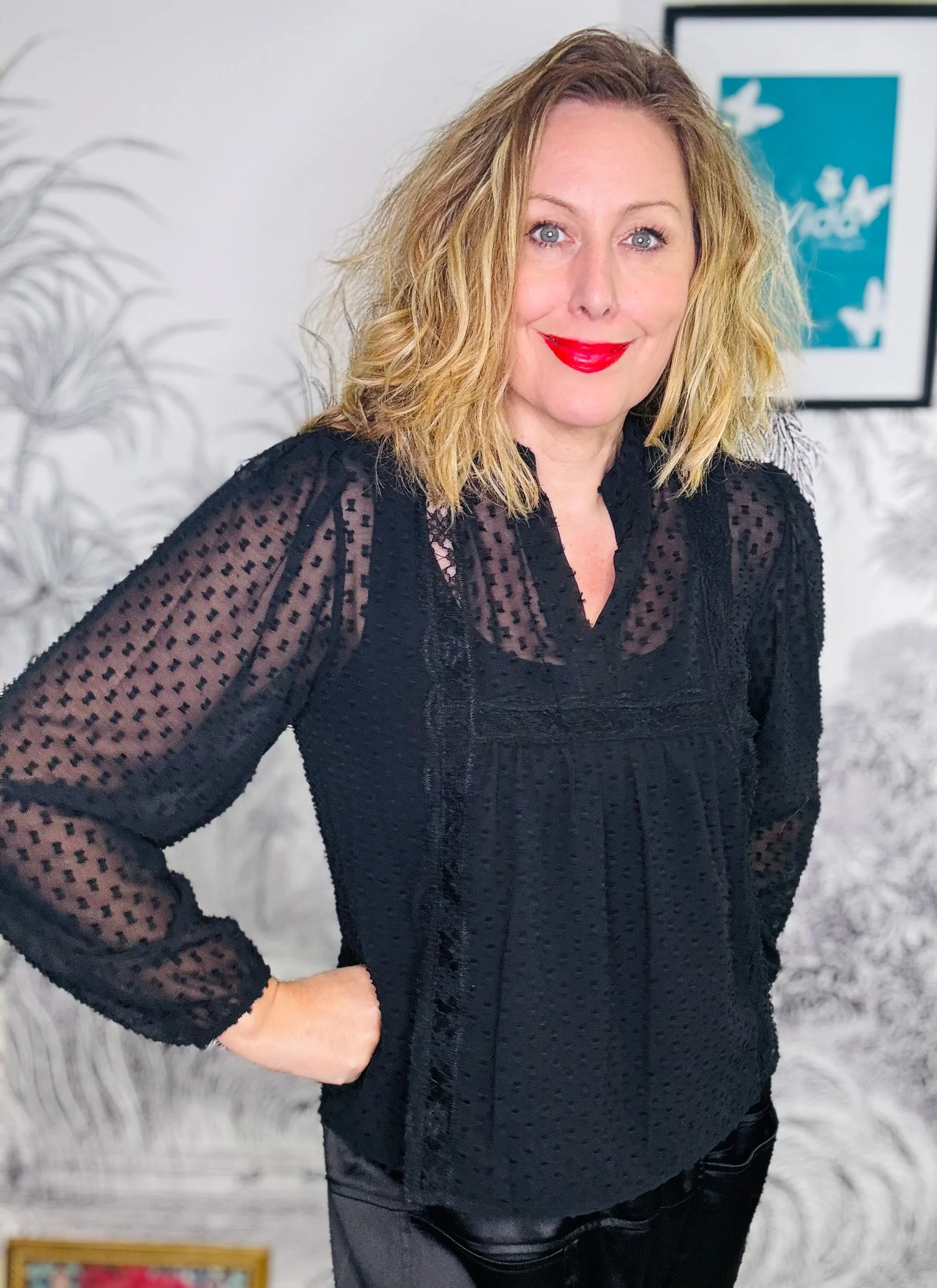 Elisa Sheer Textured Blouse