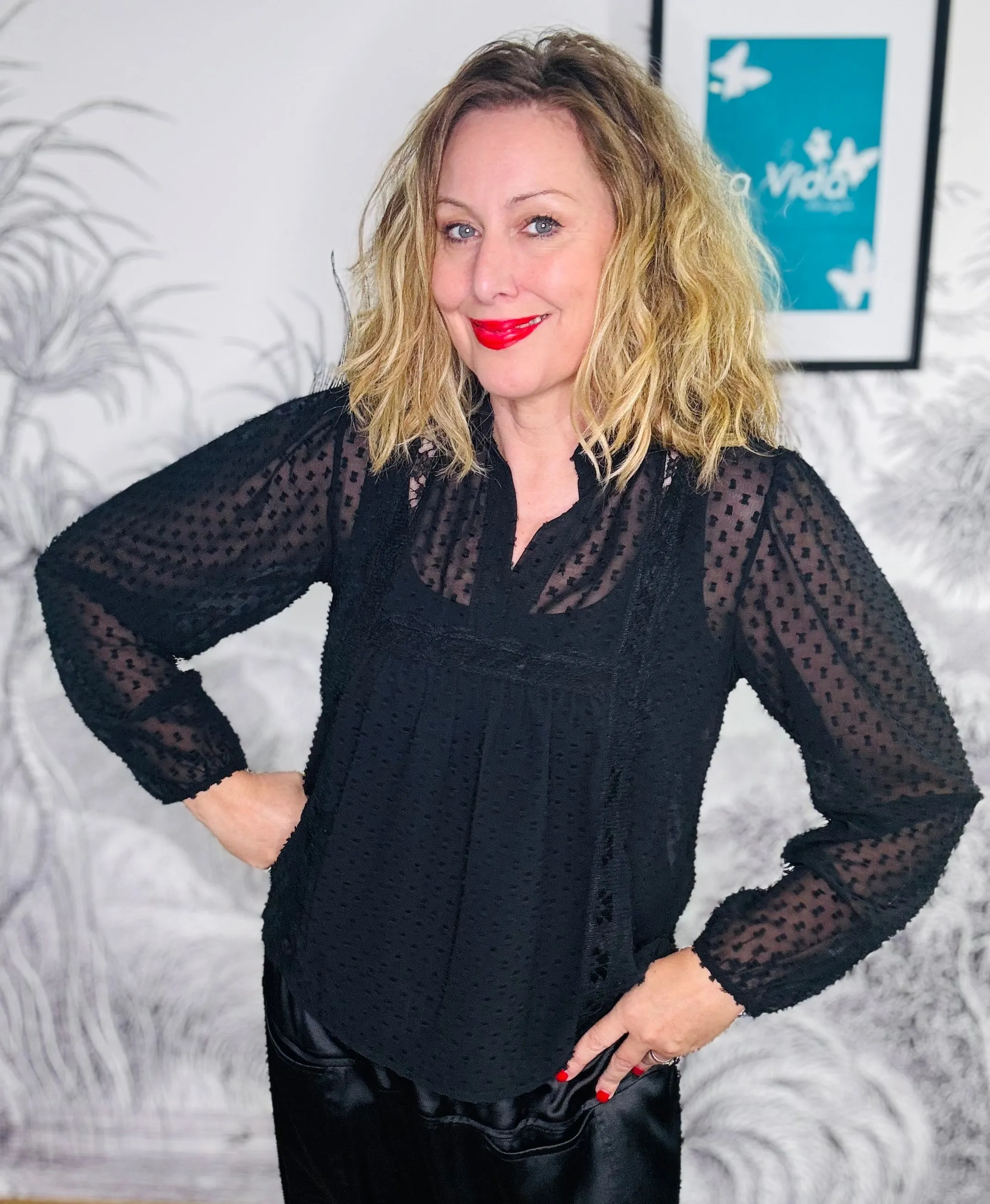 Elisa Sheer Textured Blouse