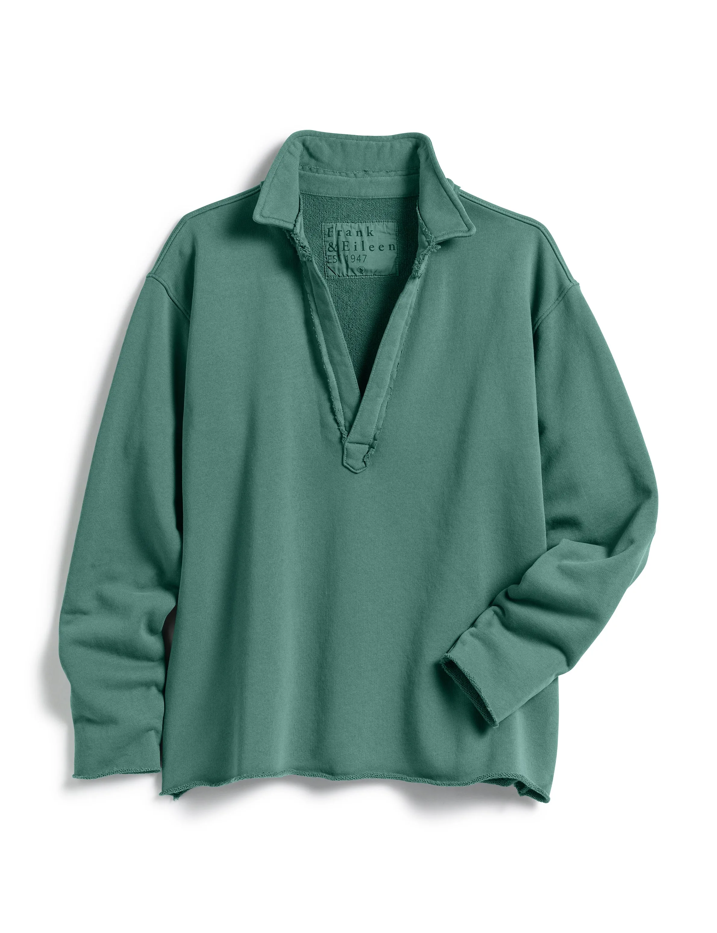 Frank & Eileen - Popover Henley Sweatshirt in Jade
