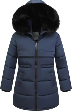 Girl's Winter Long Coat Parka Kids Warm Hooded Puffer Jacket Long-lasting