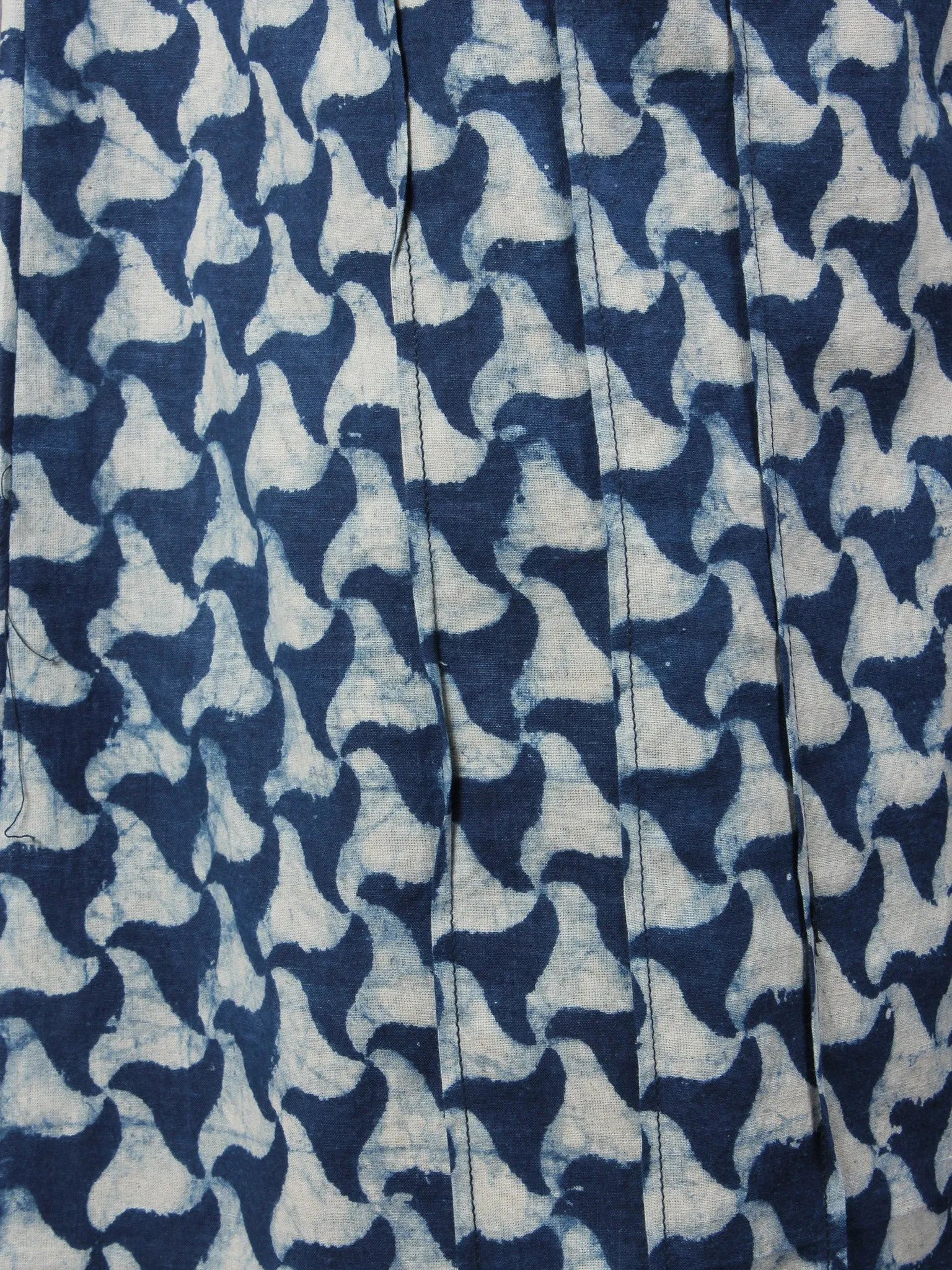 Indigo Hand Block Printed Elasticated Waist Pleated Cotton Palazzo - P1117058