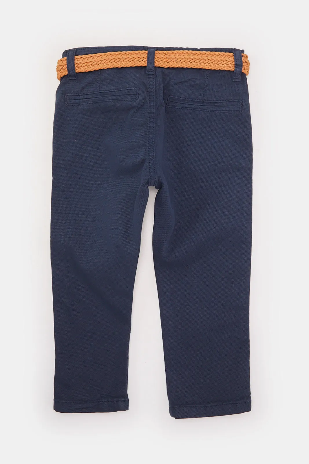 Infant Boys Navy Dobby Belted Chino