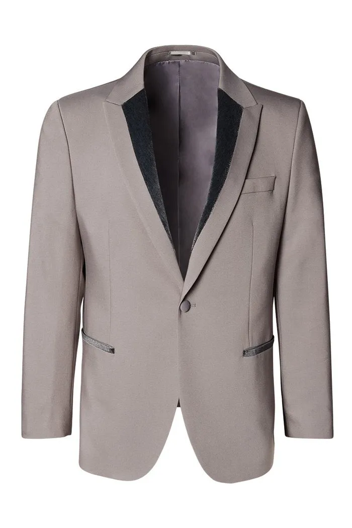 Italian Velvet Peak Lapel Tuxedo - Grey