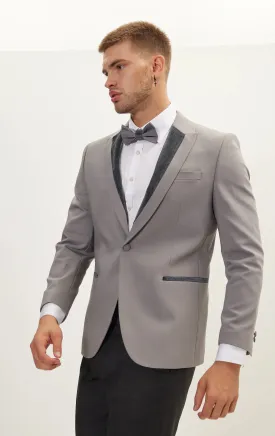 Italian Velvet Peak Lapel Tuxedo - Grey