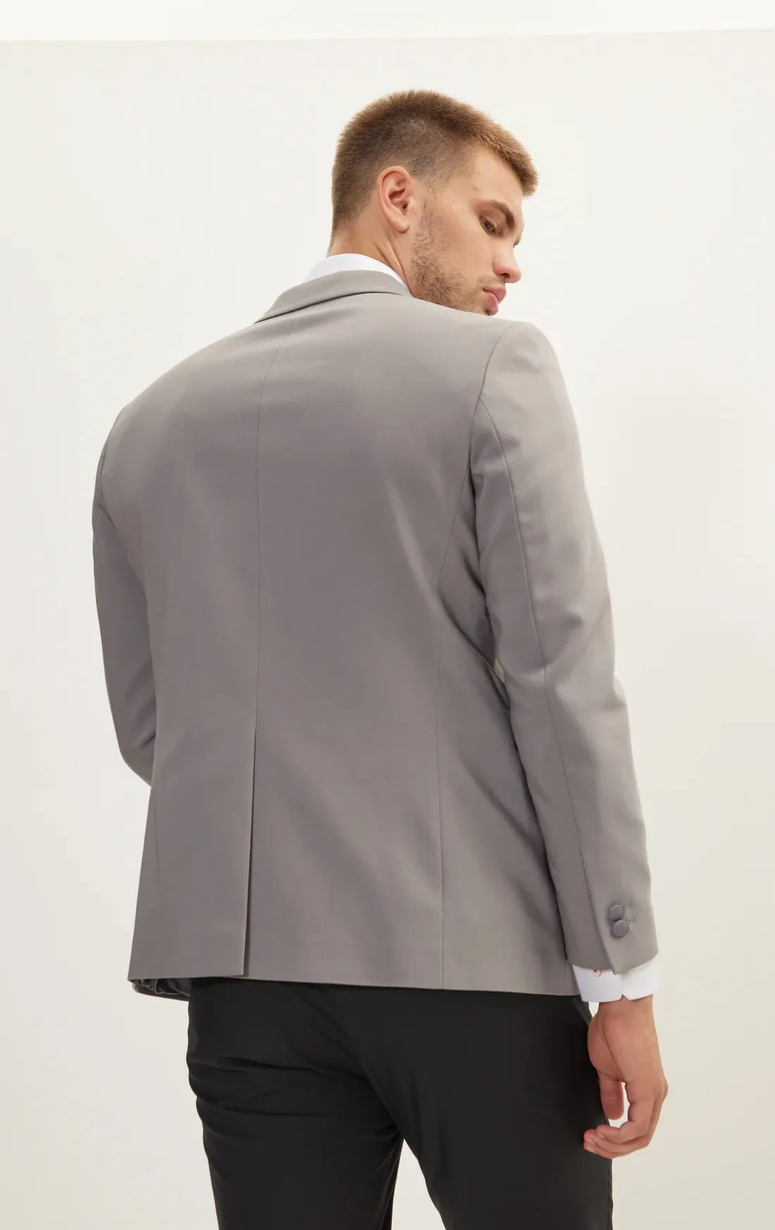 Italian Velvet Peak Lapel Tuxedo - Grey