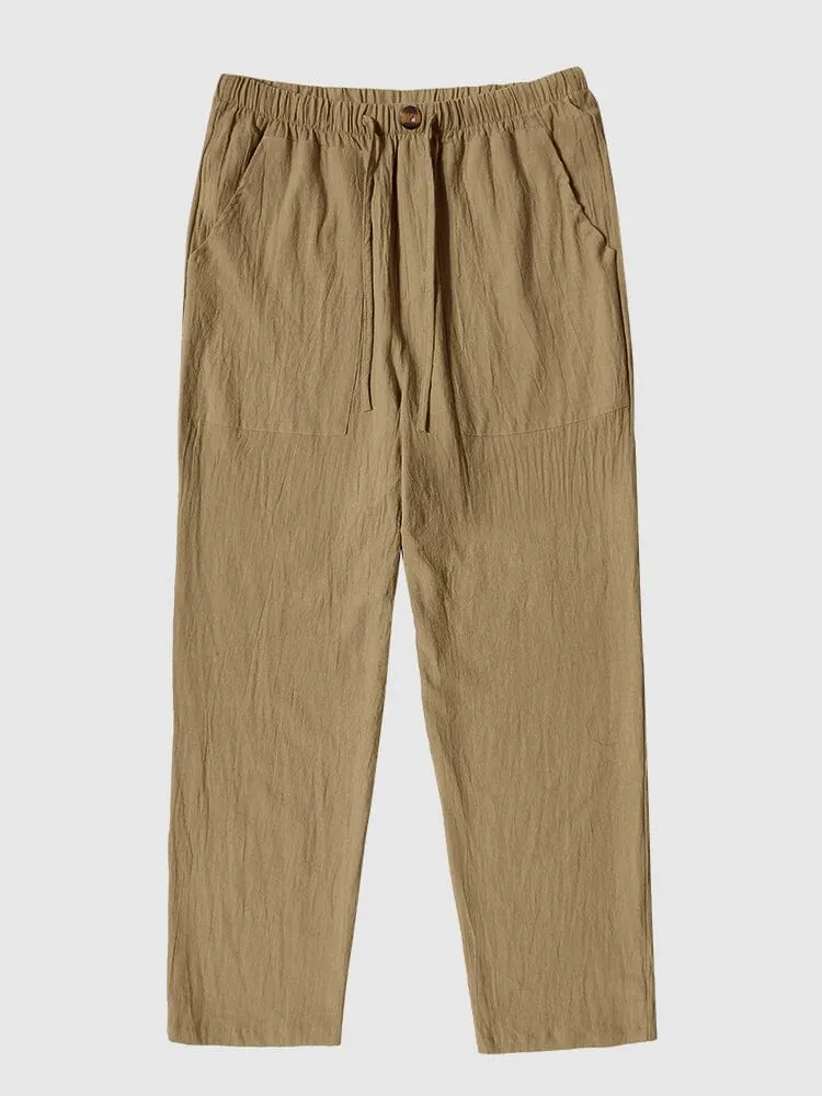 Linen Style Yoga Pants With Pockets