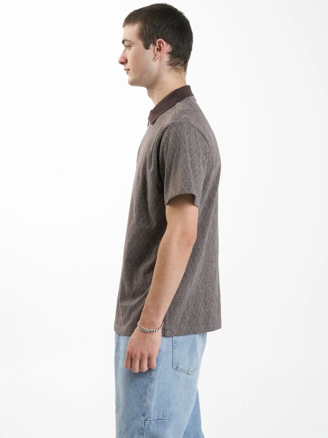 Linked Quarter Zip Polo - Chocolate Plum