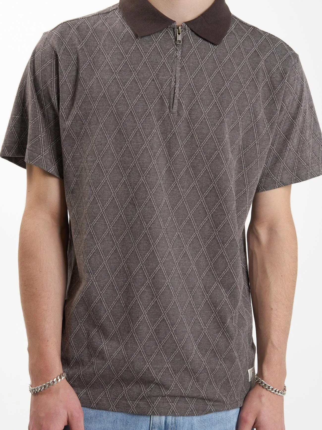 Linked Quarter Zip Polo - Chocolate Plum