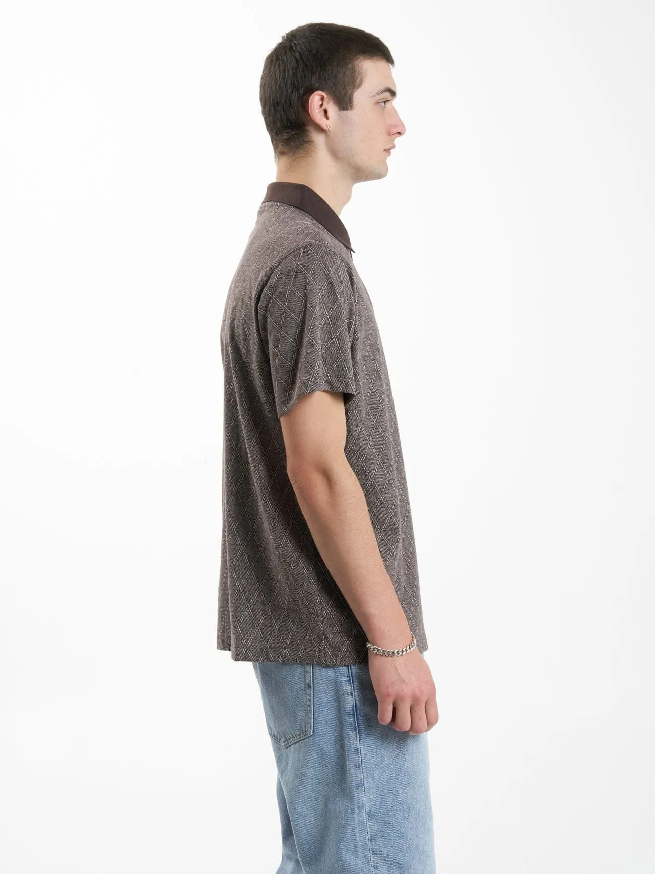 Linked Quarter Zip Polo - Chocolate Plum