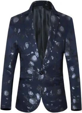 Men's Korean Casual Young Slim Fit Patterned Blazer Jacket Top