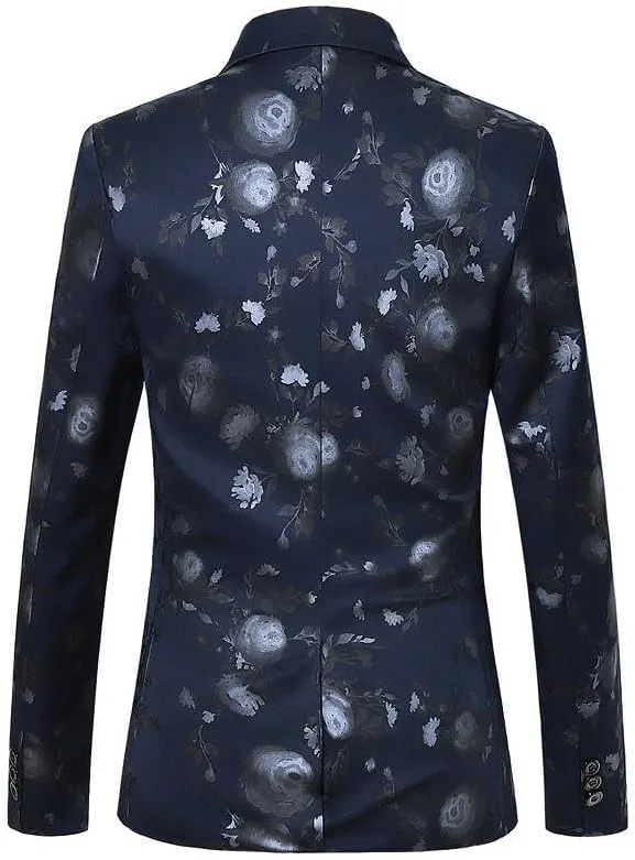 Men's Korean Casual Young Slim Fit Patterned Blazer Jacket Top