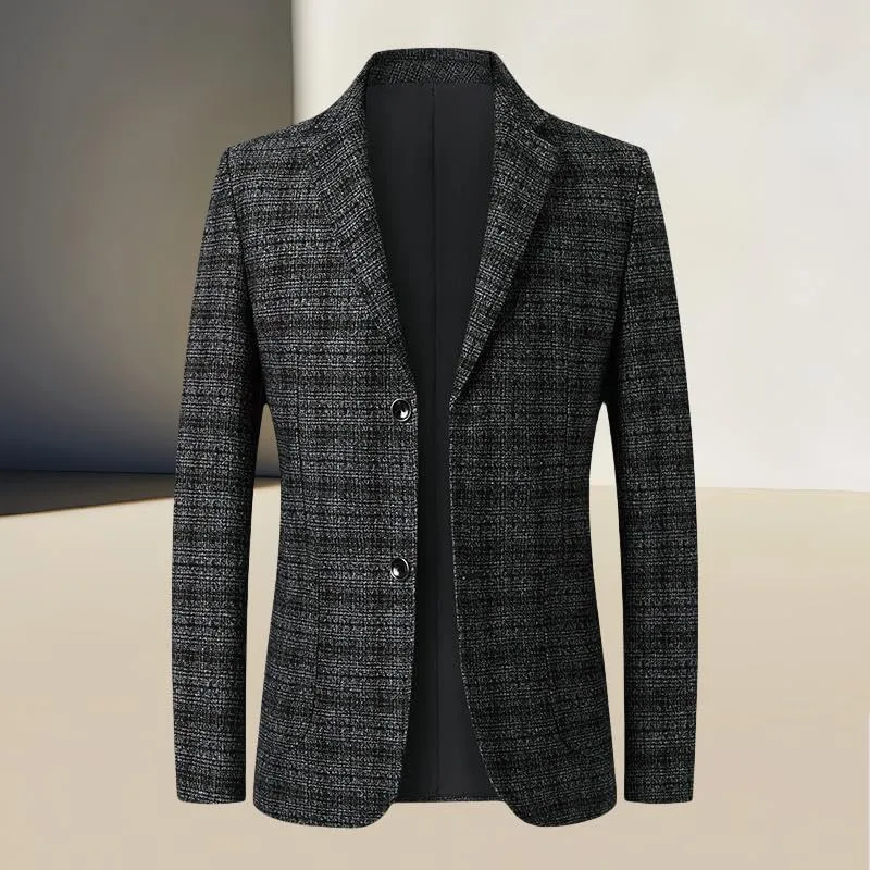 Men's Spring Casual Slim Fit Business Plaid Blazer Jacket