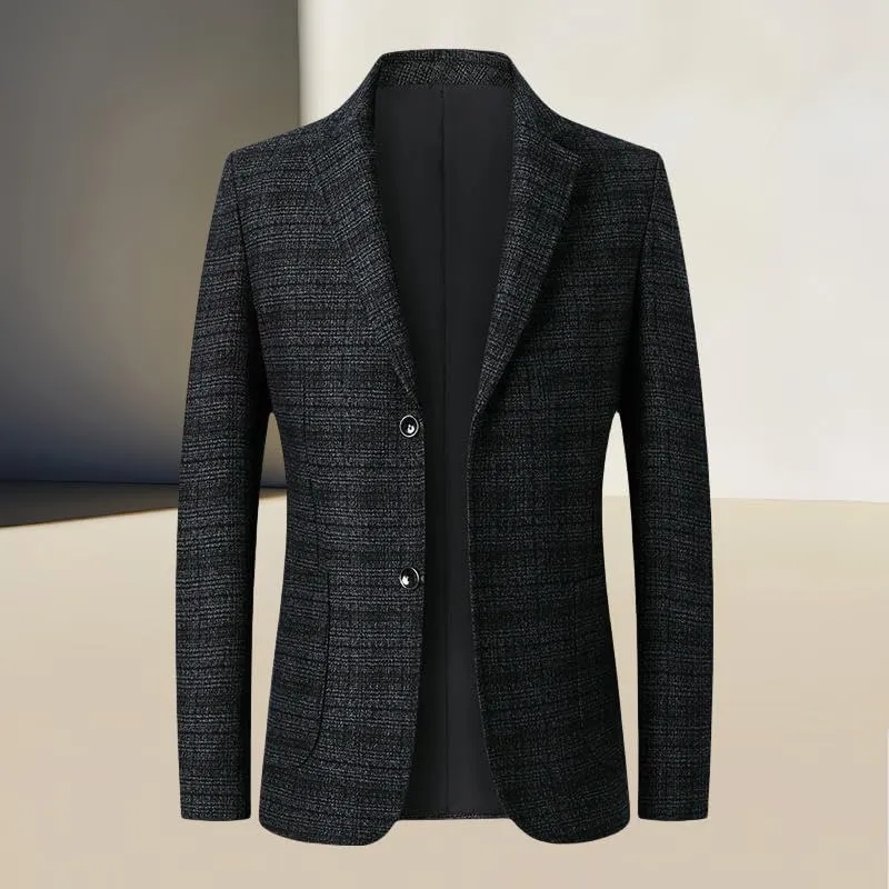 Men's Spring Casual Slim Fit Business Plaid Blazer Jacket