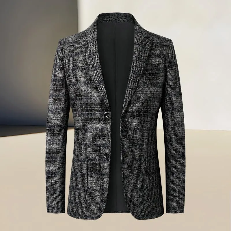 Men's Spring Casual Slim Fit Business Plaid Blazer Jacket