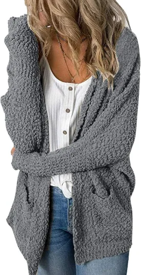 MEROKEETY Women's Long Sleeve Soft Chunky Knit Sweater Open Front Cardigans Outwear Coat