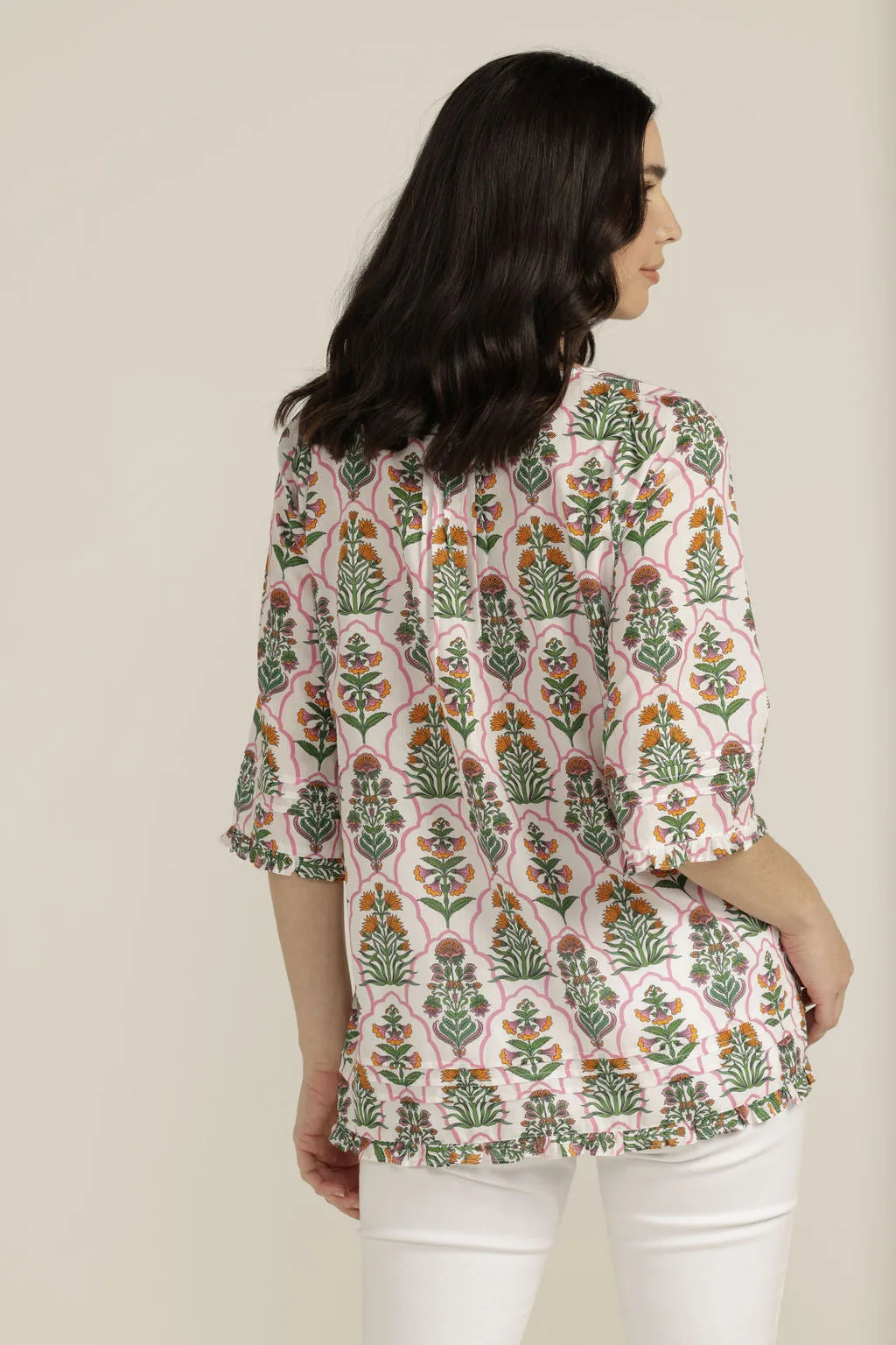 Mosaic Print Cotton Trapeze Top
