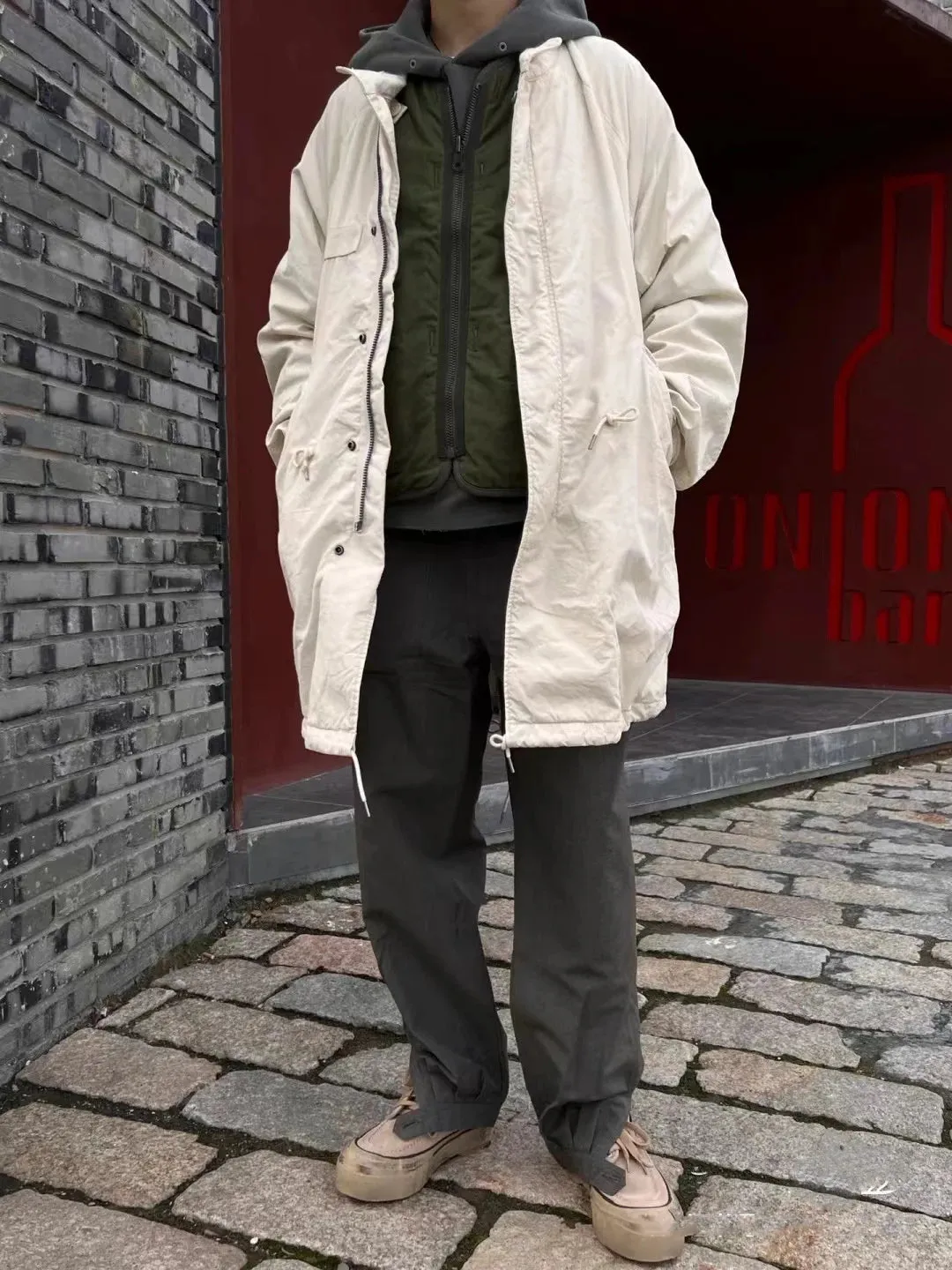 Mud Dyed Old Military Style Fish Tail Parka - Middle Length Windbreaker