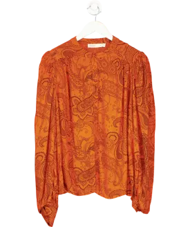 Oasis Orange Paisley Long Sleeve Blouse UK 10
