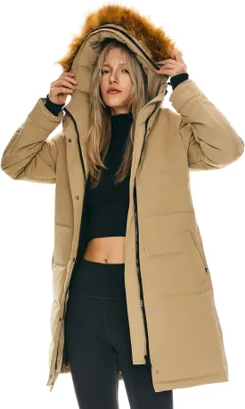 Orolay Women's Thickened Down Coat Long Puffer Jacket with Adjustable Hood Quilted Warm Winter Parka