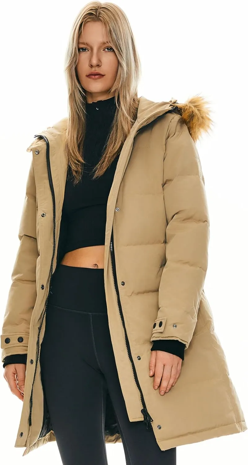 Orolay Women's Thickened Down Coat Long Puffer Jacket with Adjustable Hood Quilted Warm Winter Parka