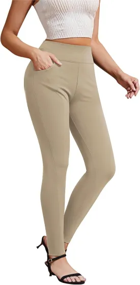 Pants for Women, Comfort Stretch Skinny Slim Dress Pants, Skinny High Waist Pull on Pants with Pockets