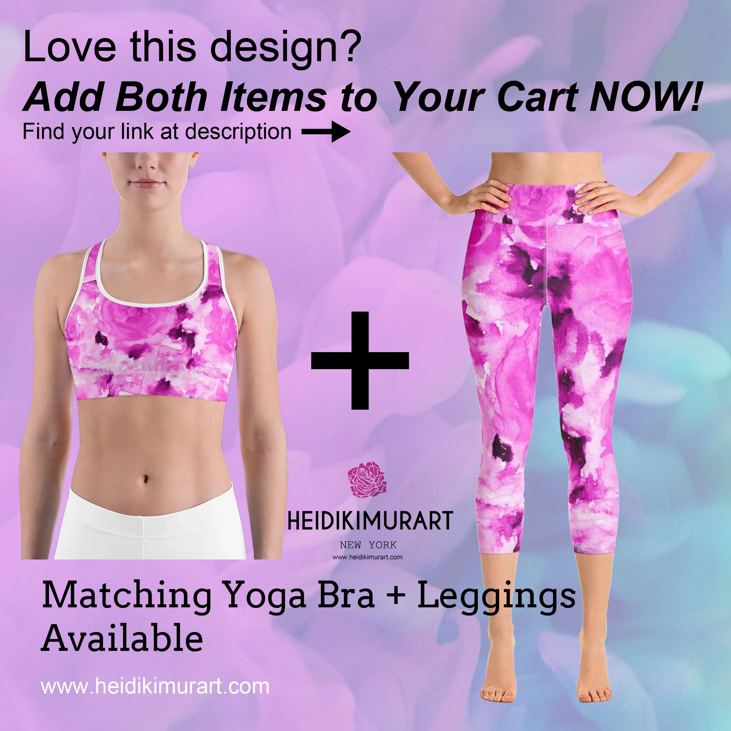 Pink Floral Rose Sports Bra, Premium Spandex Luxury Bra -Made in USA (US Size: XS-2XL)