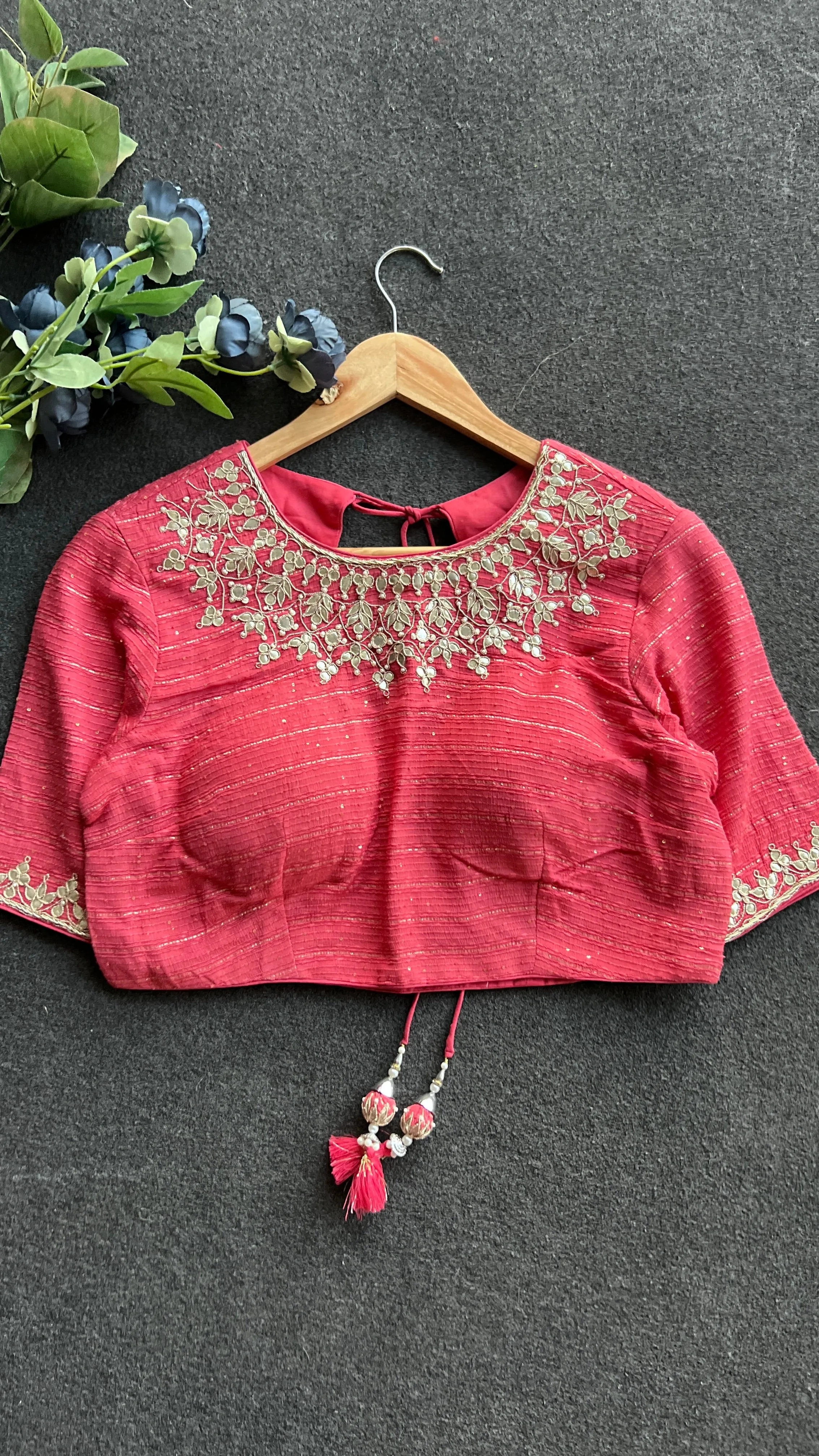 Pink heavy embroidery work blouse