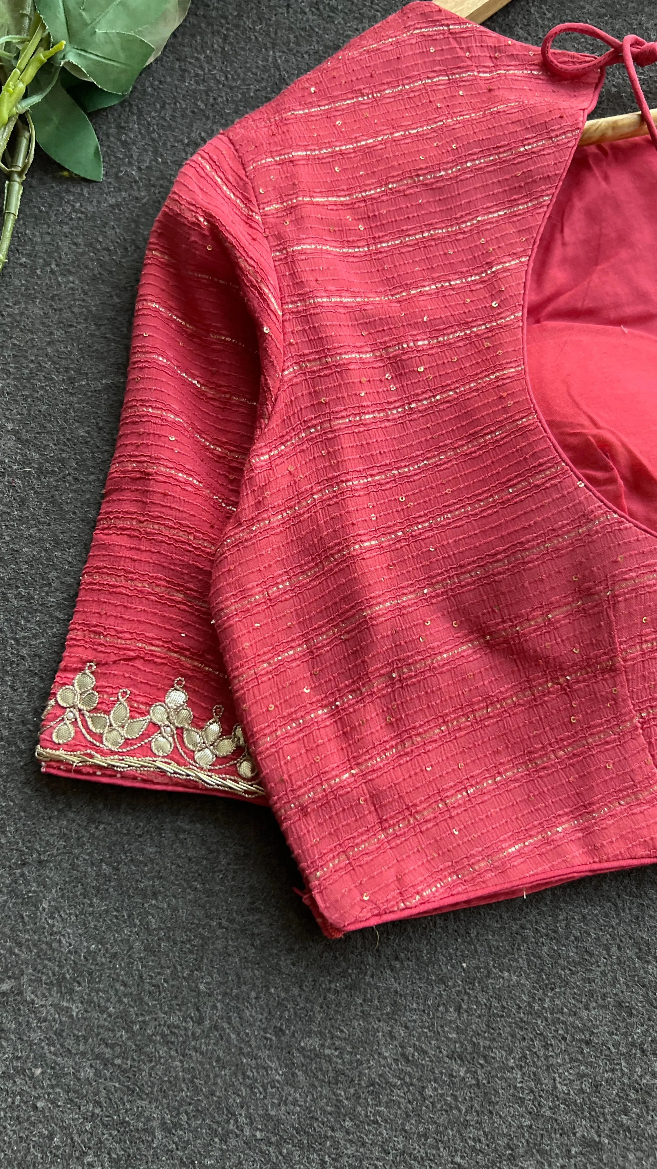 Pink heavy embroidery work blouse